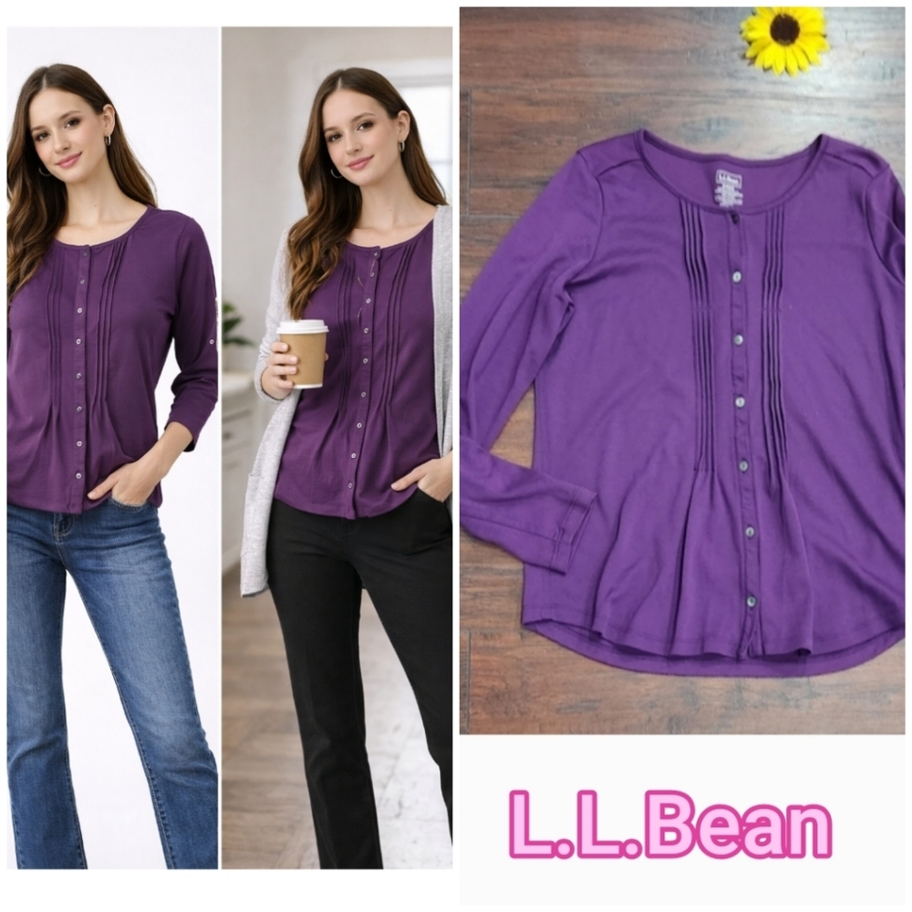 L.L.BEAN PURPLE LONG SLEEVE COTTON TOP 💜